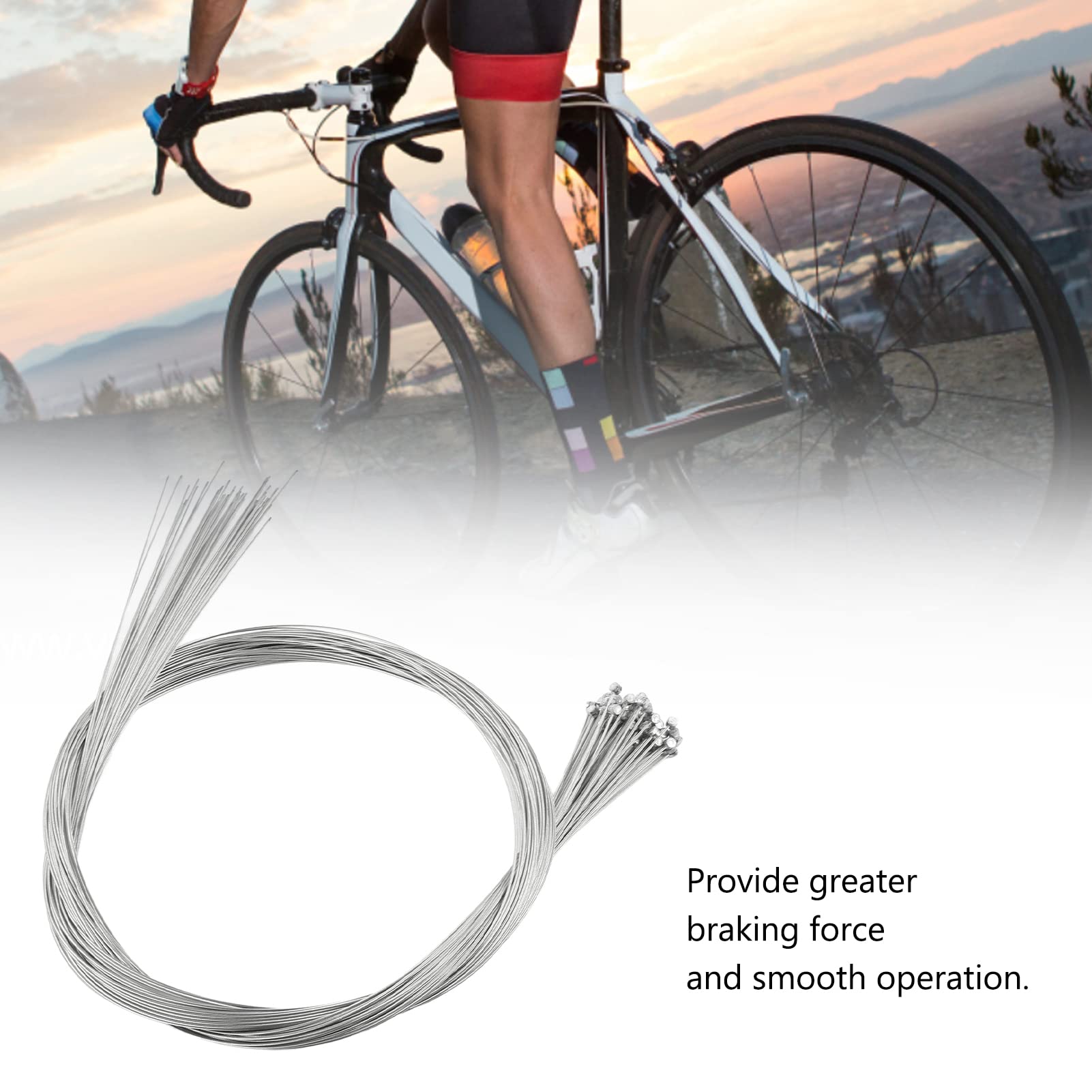 Câble de Frein de Vélo en Acier Inoxydable, Haute Performance, Rouleau en Plastique, 50 Pièces pour Vélos de Montagne, Diamètre 1,2 Mm, Longueur 1700 Mm
