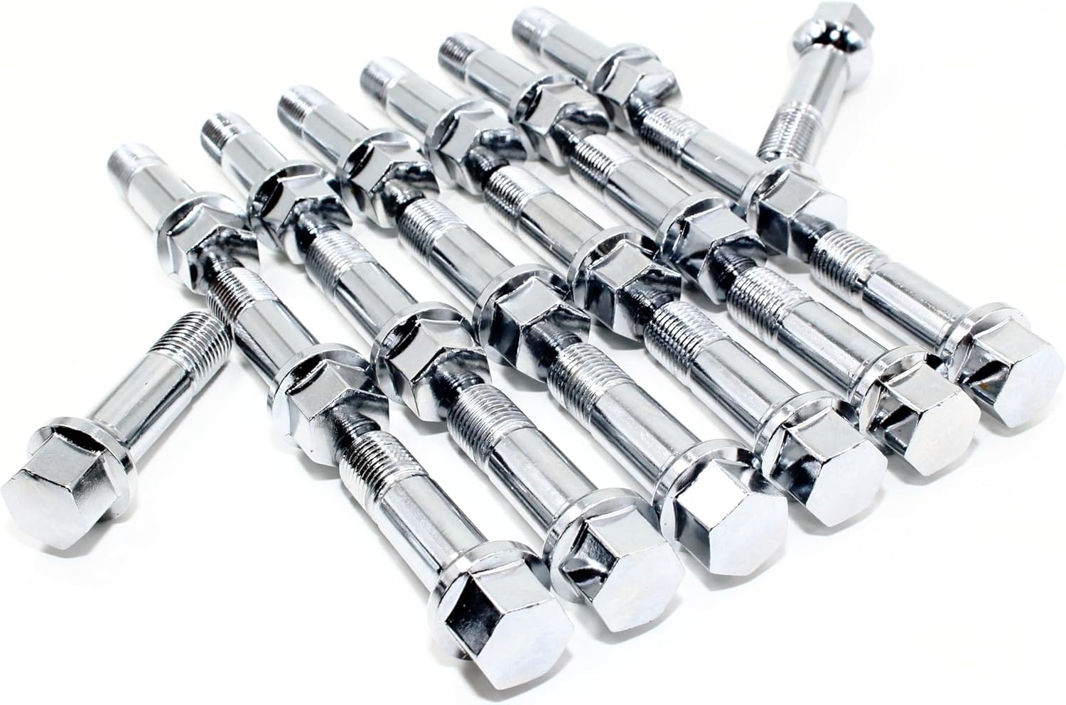 Set of 20 Veritek 14x1.5mm Chrome OE 2.75 Inch 45mm Shank Length 17mm Standard Hex Ball Seat Partially Threaded Wheel Lug Bolts for Mercedes GL GLK ML S CL Class Factory Wheels VPE-1809CM