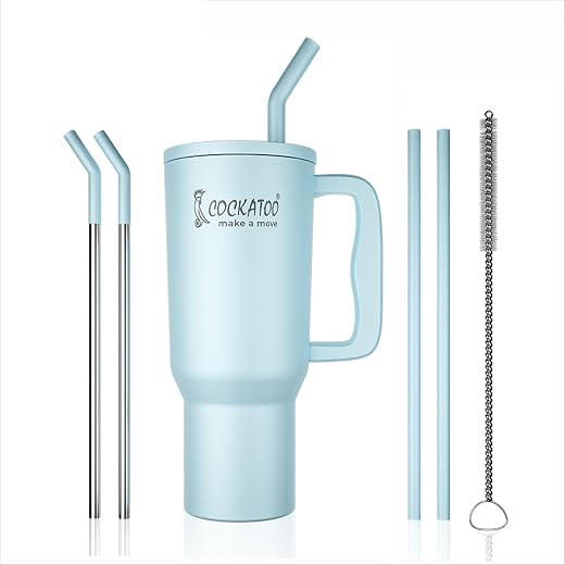Cockatoo Stainless Steel Double Insulated Tumbler Water Bottle for Hot, & Cold Drink | Leakproof Handle Sipper Tumbler wit...