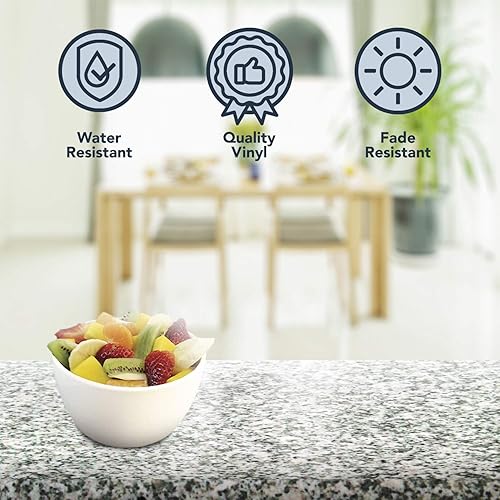 Miniatura 10 de Instant Granite Hoja laminada de vinilo para encimera de 36 x 72 pulgadas, despegar y pegar, papel autoadhesivo duradero que resiste el calor, las