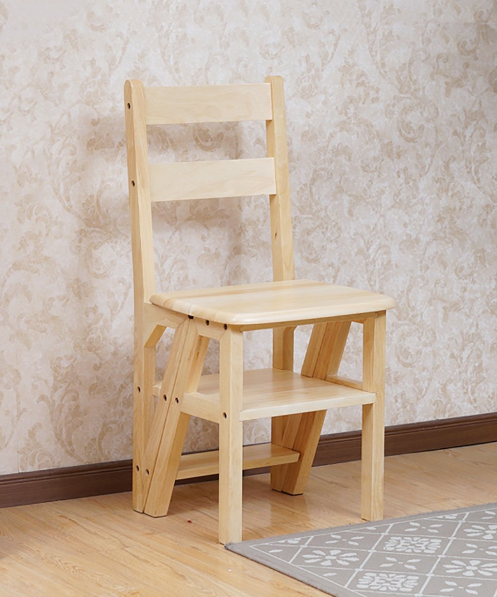Solid Wood Chair Ladder Folding Staircase Chair Household Multifunctional Dual Use Step Stools ( Color : 1# )