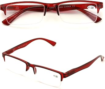 2 Pairs Rectangular Half Rim Reading Glasses - Simple Classic Reader