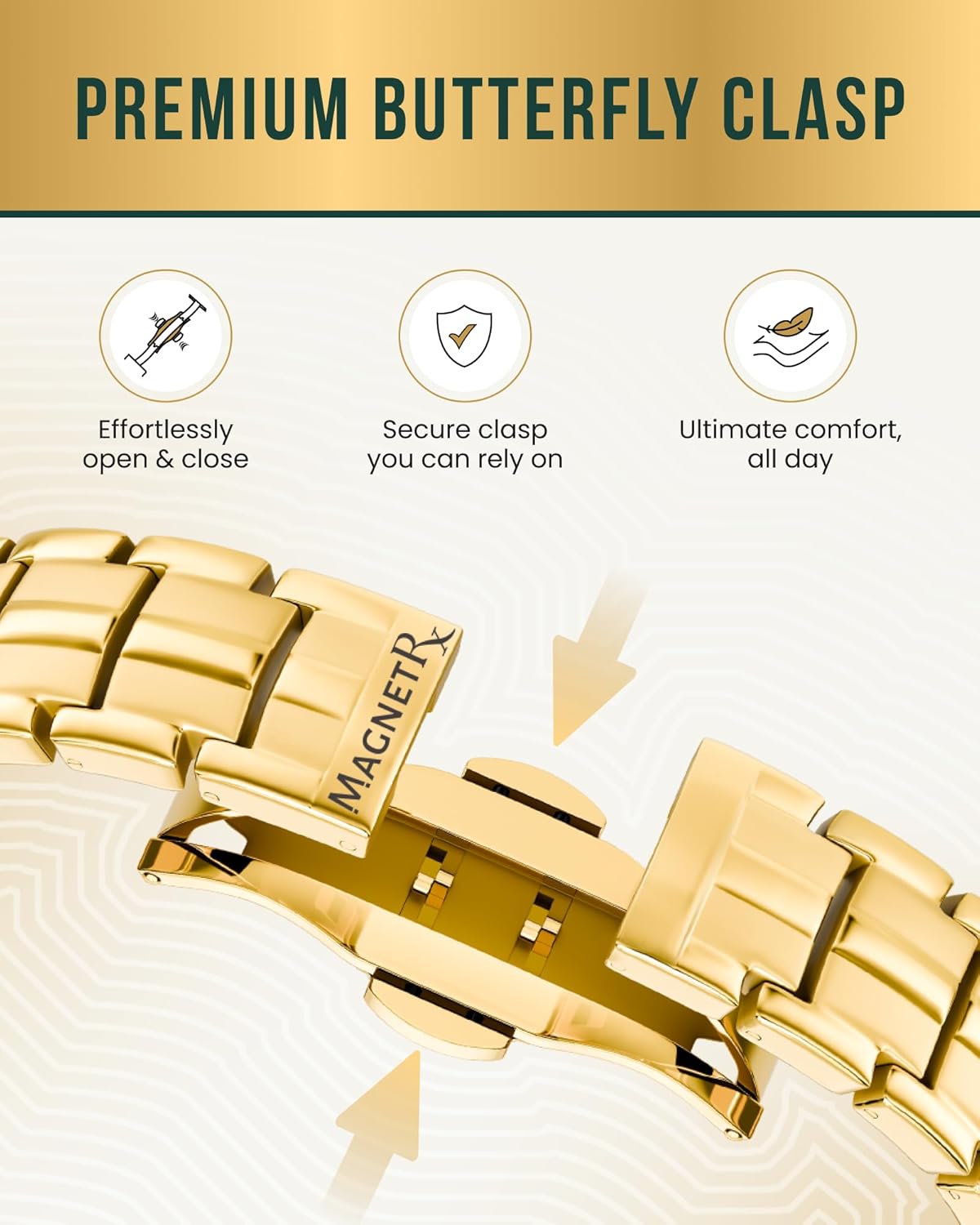 MagnetRX® Magnetic Bracelets for Men - EllipseMAX 5X Strength 5,000 Gauss Magnets - Designed in USA & Patent Pending - Premium Titanium Mens Magnetic Bracelet & Adjustable Length (Gold) - Image 5