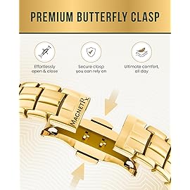 MagnetRX Magnetic Bracelets for Men - EllipseMAX 5X Strength 5,000 Gauss Magnets - Designed in USA & Patent Pending - Premium Titanium Mens Magnetic Bracelet & Adjustable Length (Gold)