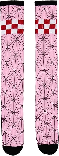 Miniatura 2 de Bioworld Demon Slayer Nezuko - Calcetines altos hasta la rodilla, calcetines de disfraz de Nezuko de Demon Slayer, manga de Demon Slayer, calcetines