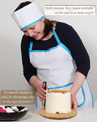 Miniatura 5 de Greenco Lazy Susan tabla de madera de bamboo giratoria diámetro 14 pulgadas