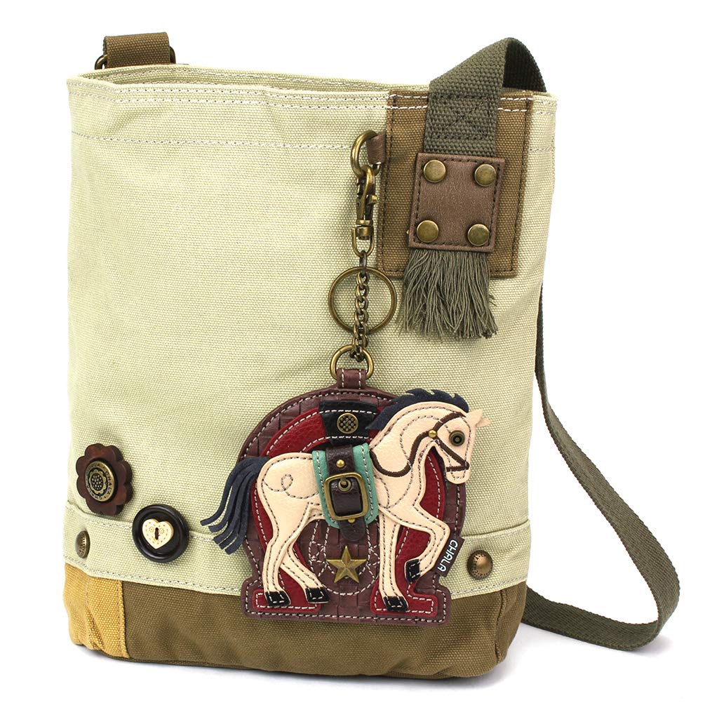 CHALA Patch Cross-Body Women Handbag, Canvas Messenger Bag Olive, Metal Charming Cross - Oliv, Medium — view 92