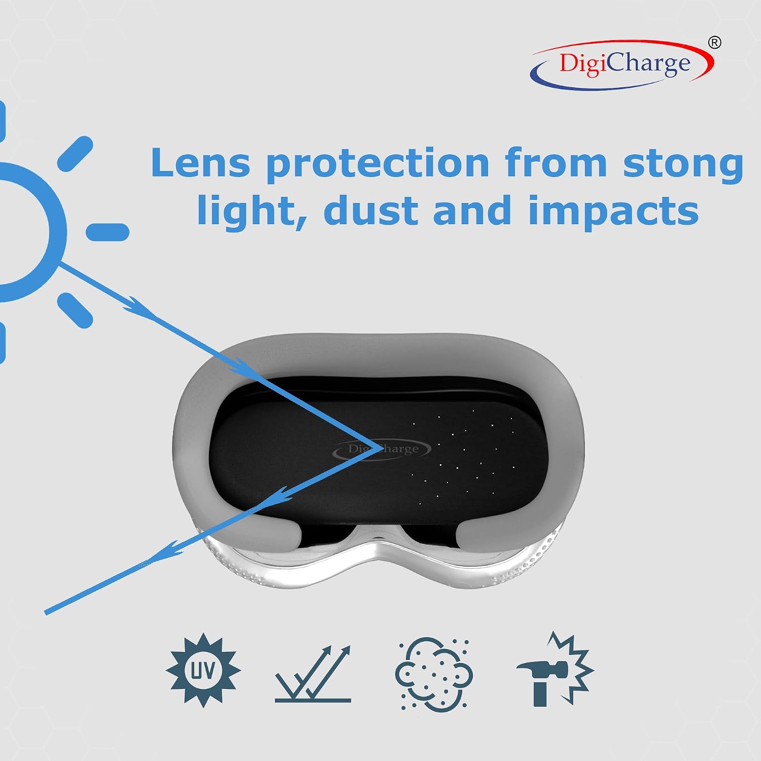 Digicharge VR Lens Cover for Vision Pro, Meta Quest 3, Quest 2, PSVR, HTC Vive, Valve Index & More – Soft Foam Lens Protector with Fabric Cover | Dust & Scratch Protection for Storage & Travel