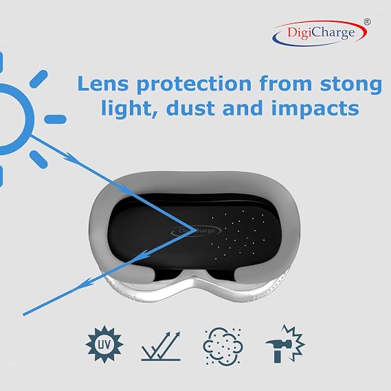 Digicharge VR Lens Cover for Vision Pro, Meta Quest 3, Quest 2, PSVR, HTC Vive, Valve Index & More Soft Foam Lens Protector with Fabric Cover | Dust & Scratch Protection for Storage & Travel