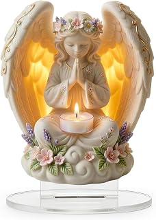 Prayer Angel Ornament, 2D Acrylic Figure with Base, Delicate Angels Desktop Decoration, Memorial Sculpture Decoration for Garden, Yard & Patio, Guardian Angel Gifts for Women