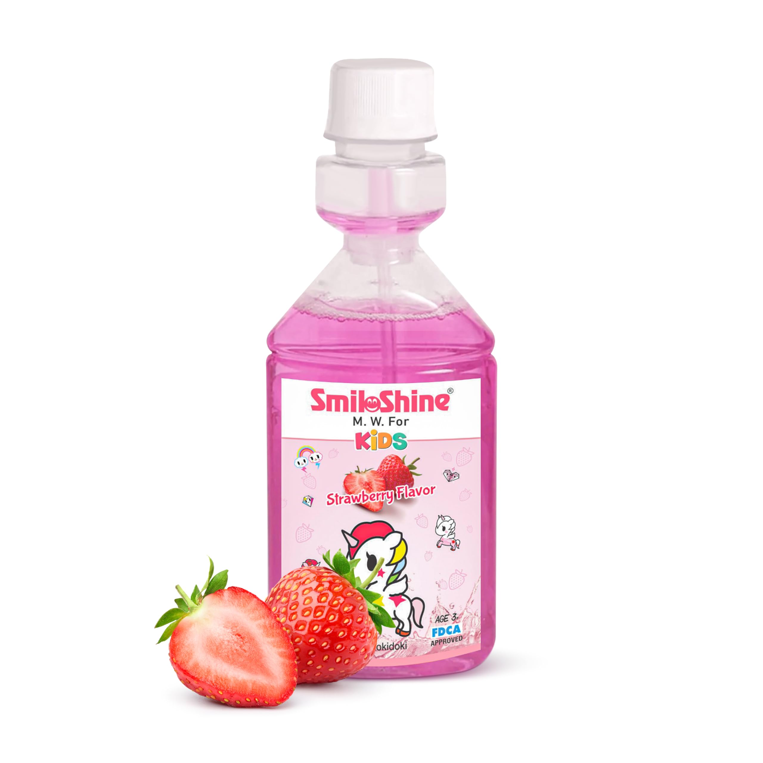 SmiloShine Unicorn Kids Mouthwash-Alcohol Free-For Fresh Breath & Protection Against Germs, Ages 3+ (Strawberry Flavour), 150 Milliliter