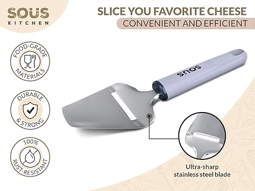 Miniatura 2 de Cortador de queso de mano, cepilladora de quesos con hoja de acero inoxidable ultraafilada, cortador de quesos antiadherente y de grado alimenticio,