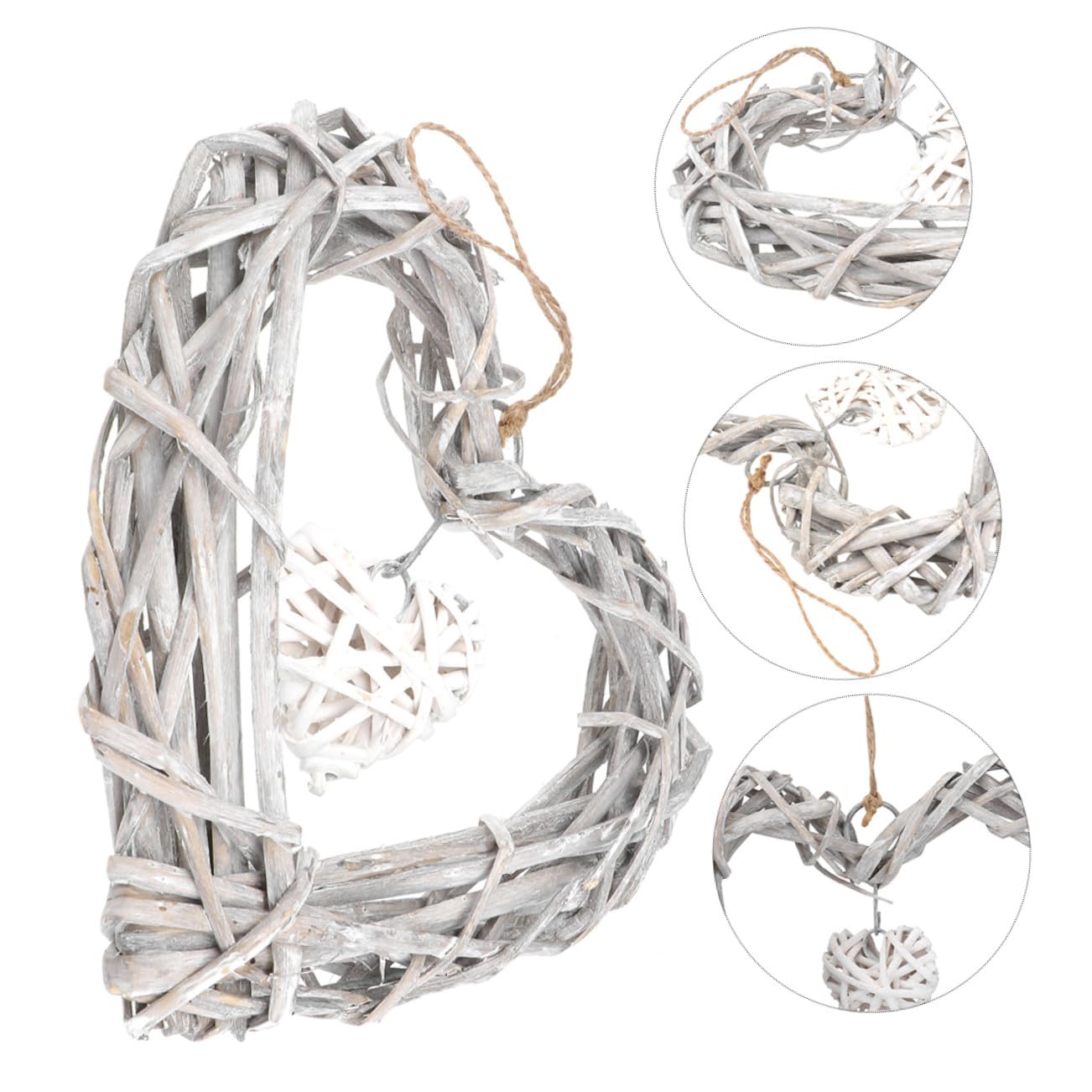 4 STÜCKE Teiliges Rattan herzkranz Spitze Langlebige Handgefertigte Herzform Wanddekoration für Hochzeit Weihnachten Geburtstag Vielseitiger Romantischer Wandschmuck