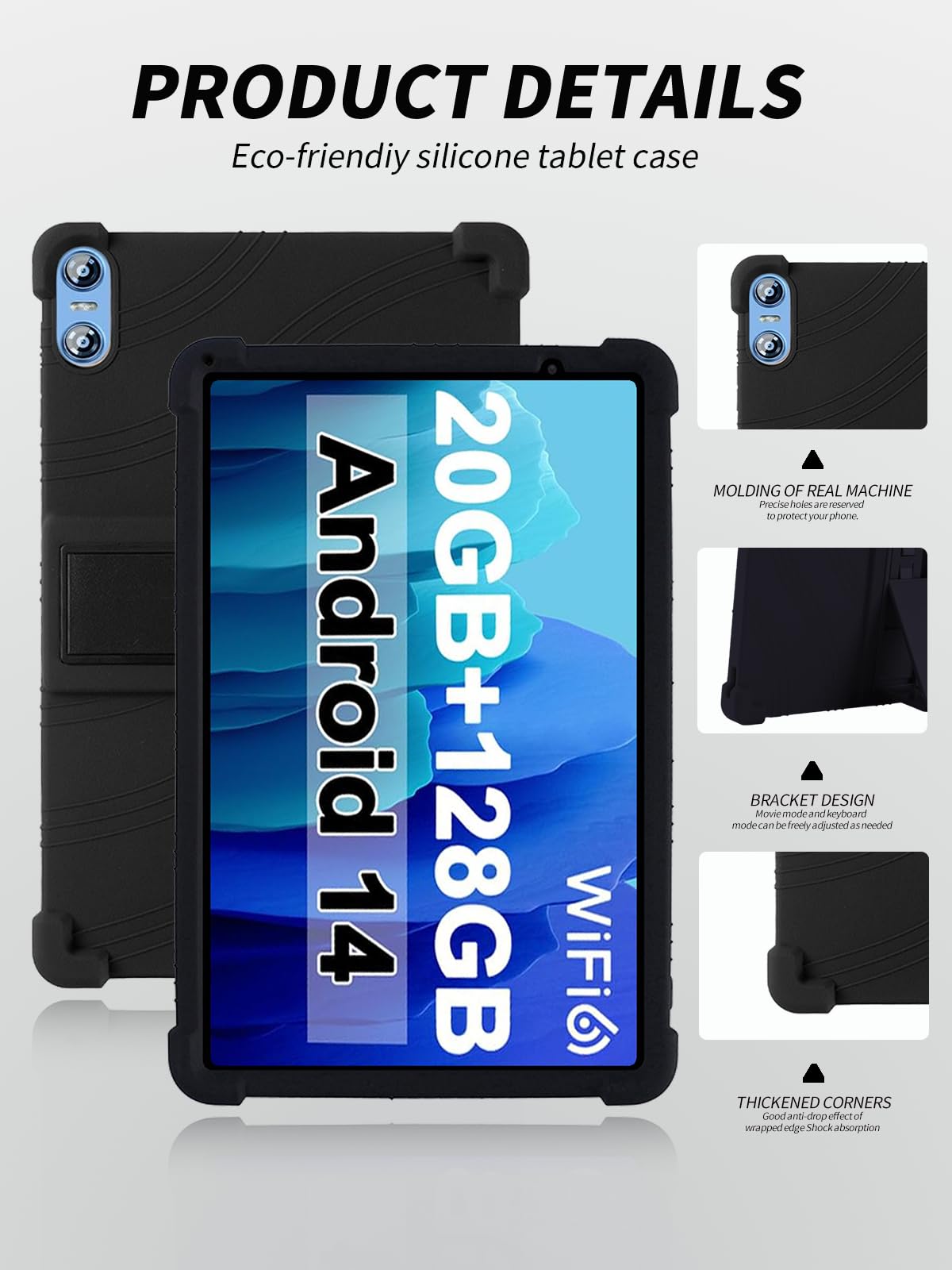 Funda para SKYEGG Tablet K13 10 pulgadas, yystao Niños Funda de Silicona Suave Compatible con SKYEGG K13, Soporte Ajustable (Negro)