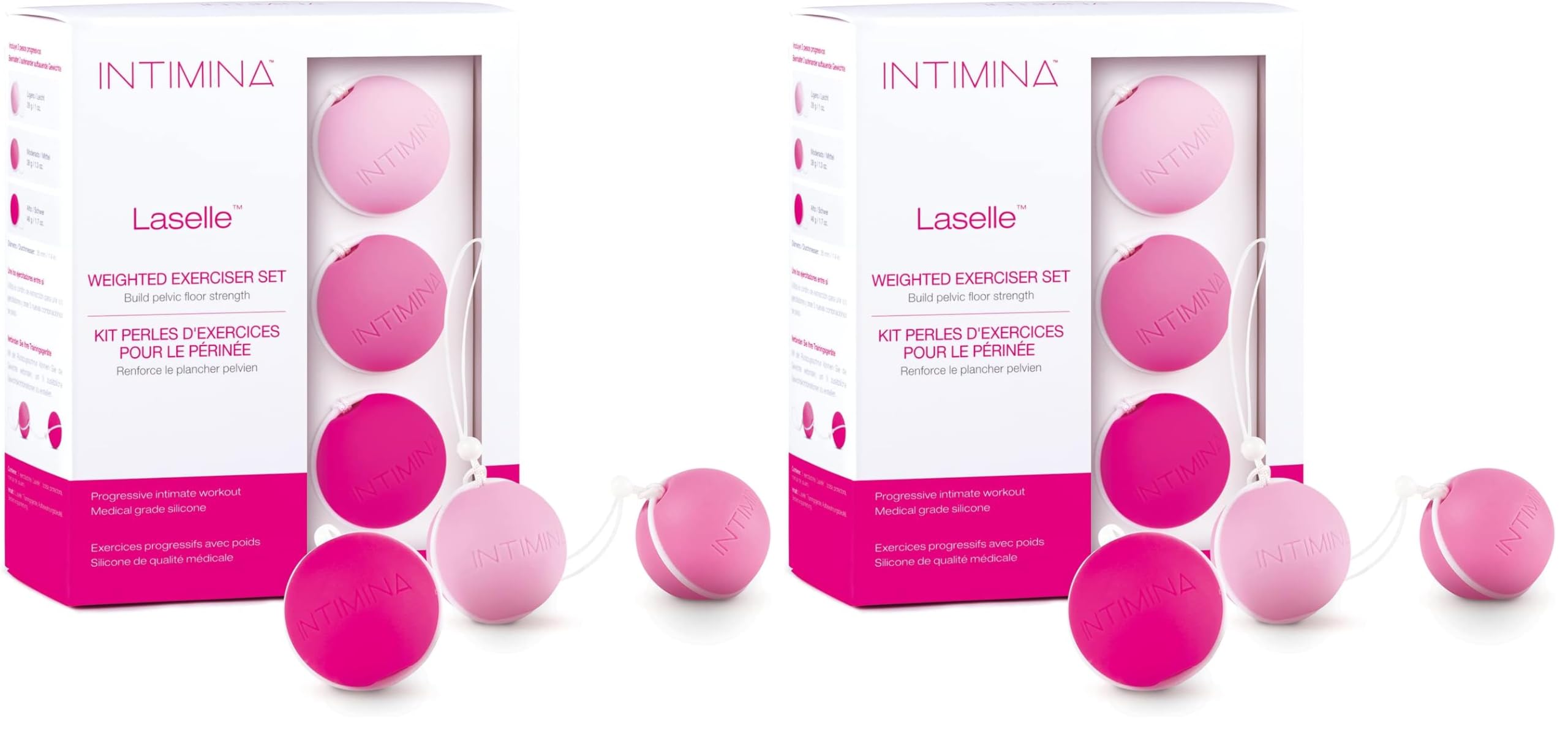 INTIMINA Laselle Routine Set mit Kugeln - Beckenboden Trainer Damen, drei Beckenbodengewichte, Kegel Balls (28g, 38g, 48g) (Packung mit 2)
