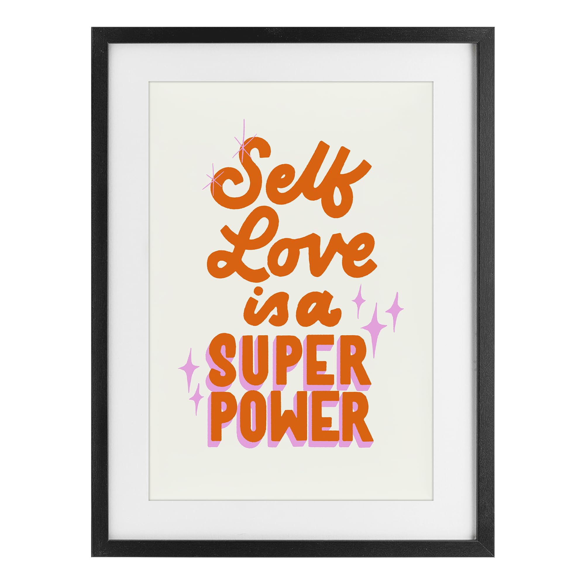Stupell Industries Midnight Black (Textured) Self Love Affirmation Typography, 14 X 20 Inch Framed Print Under Glass