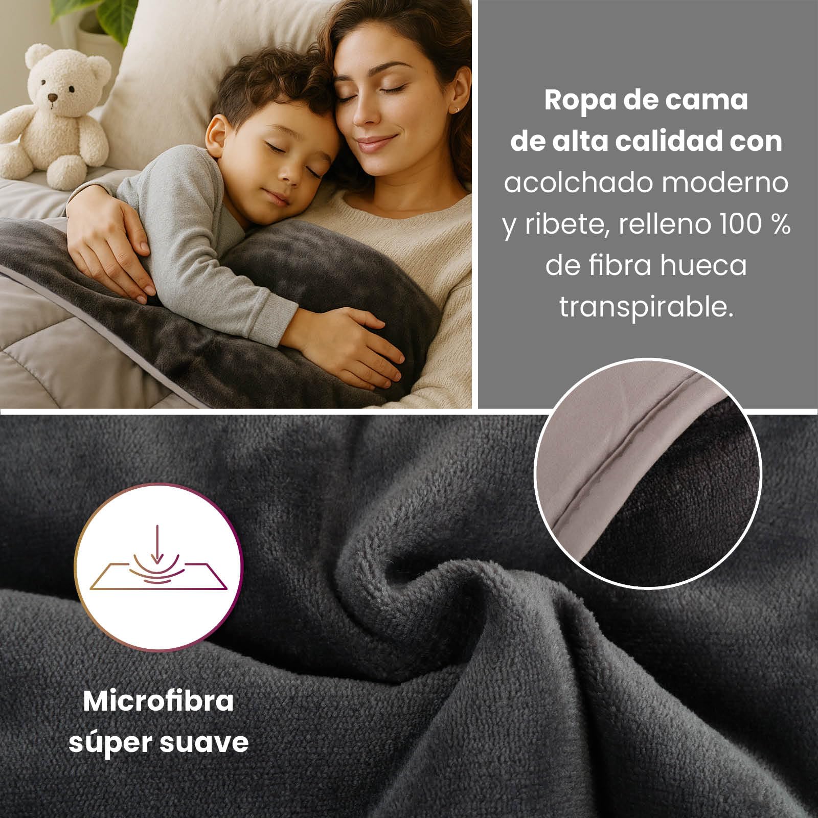 wometo Edredón de felpa para todo el año, diseño reversible, aprox. 155 x 220 cm, gris y gris claro, cálido edredón de invierno, cálido y suave, utilizable sin funda, certificado Öko-Tex
