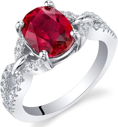 PEORA 925 Sterling Silver Forever Ring, Natural, Created and Simulated Gemstones, Oval Shape 9x7mm, Sizes 5 to 9
