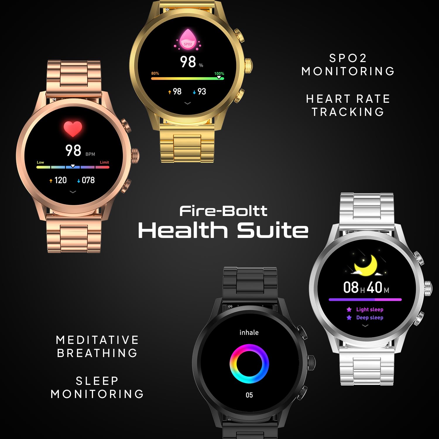 714BAx6+DbL._SL1500_ Fire-Boltt Newly Launched Infinity Luxe Vivid 1.6” HD Round Display, Stainless Steel Luxury Smartwatch 4GB Inbuilt Storage, Bluetooth Calling, TWS Connectivity, 100+ Watch Faces (Gold)