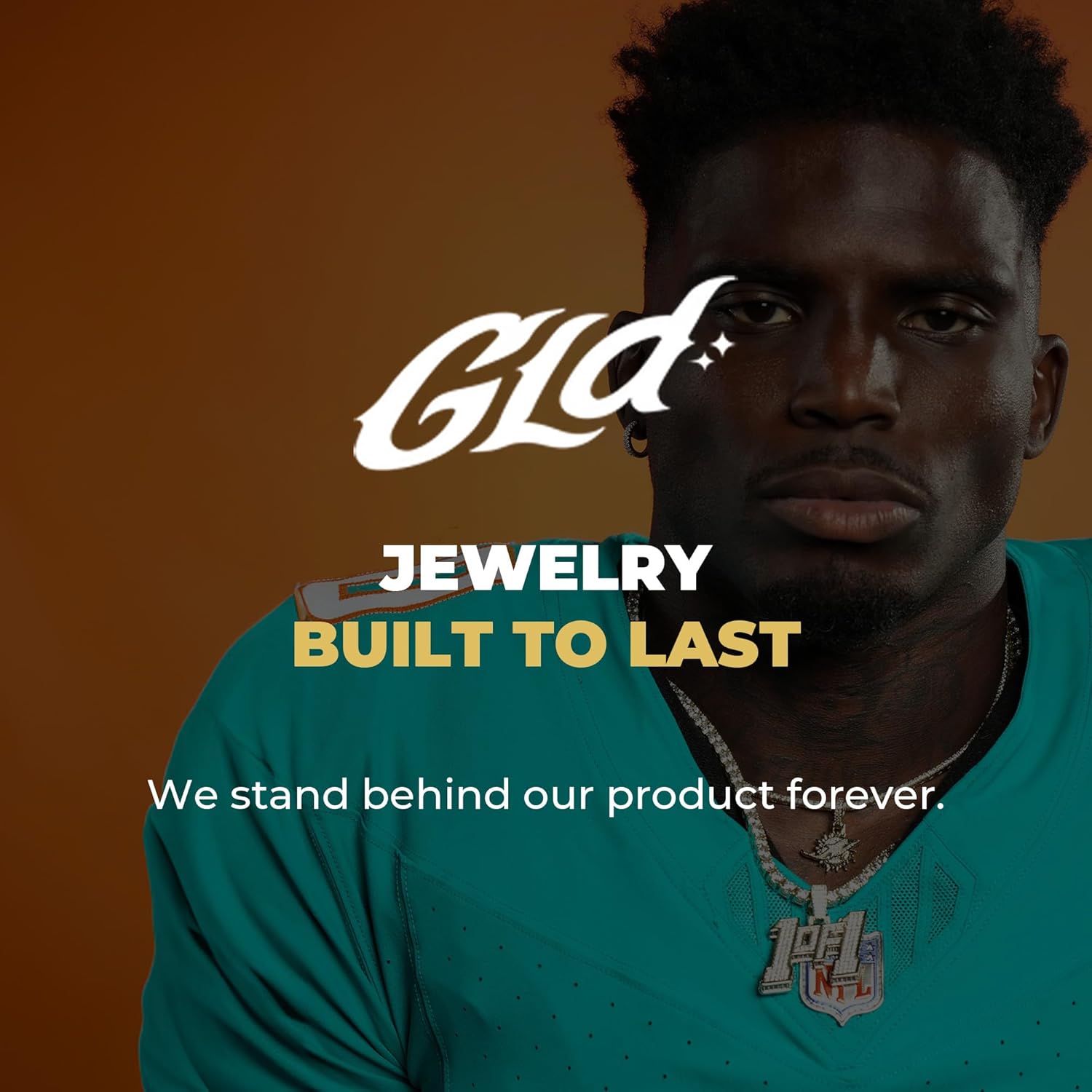 GLD Officially licensed NFL Sports Team Logo Pendant - Gold Plated Iced Out Football Necklace Charm - Image 7