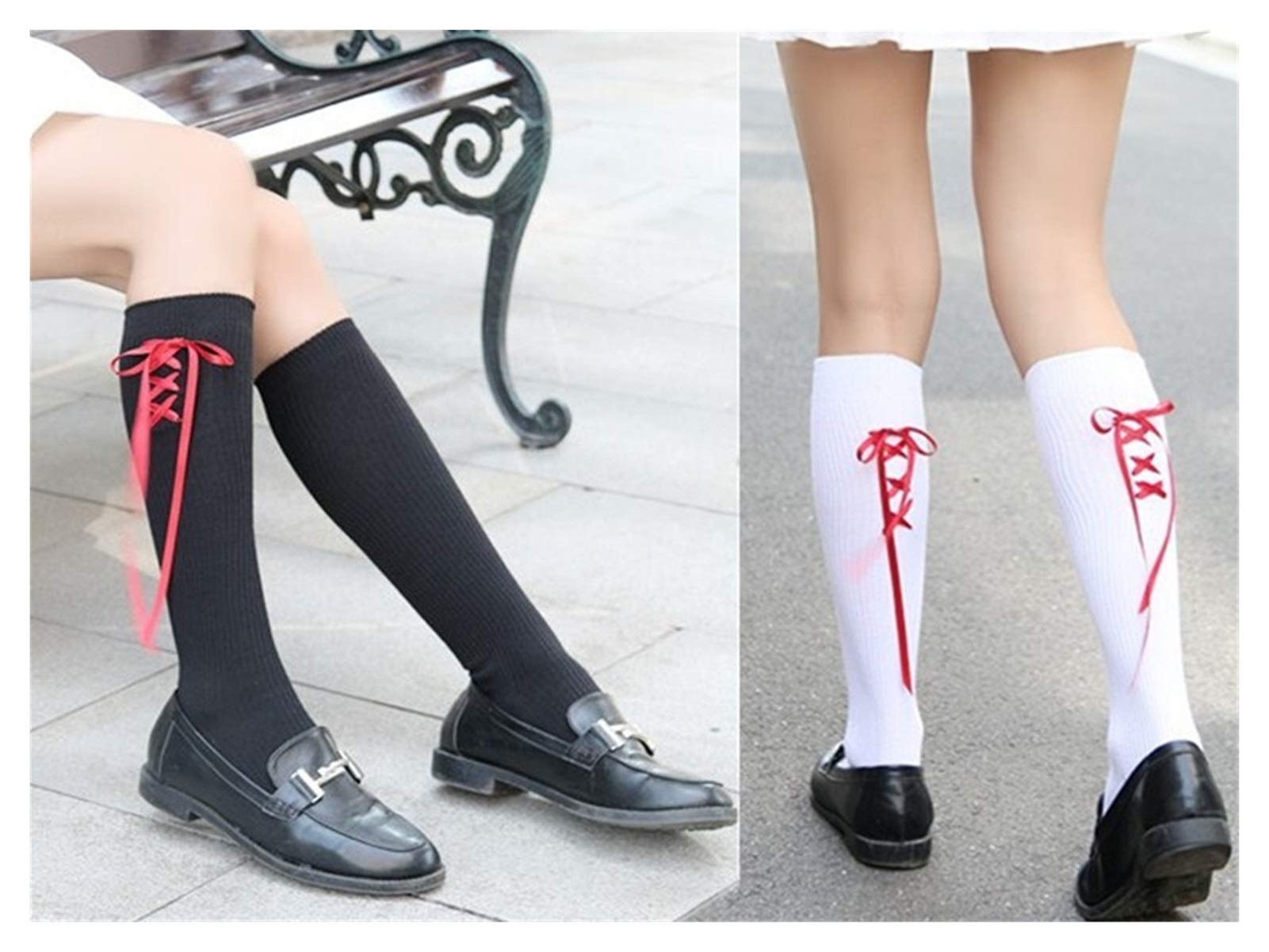 Chaussettes Lolita Roses à Motif Fleuri, Cuissardes Noires - Taille Unique, Neuf Avec étiquettes Kawaii-Story