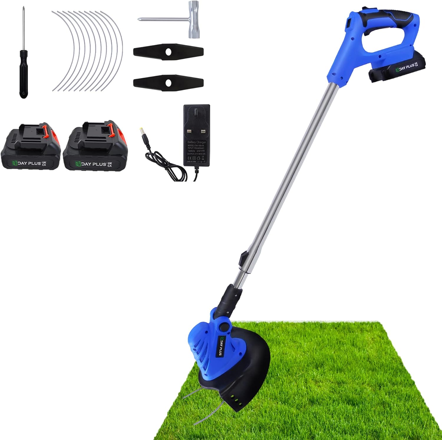 Cordless Strimmer with Battery and Charger, Garden Strimmer with 2