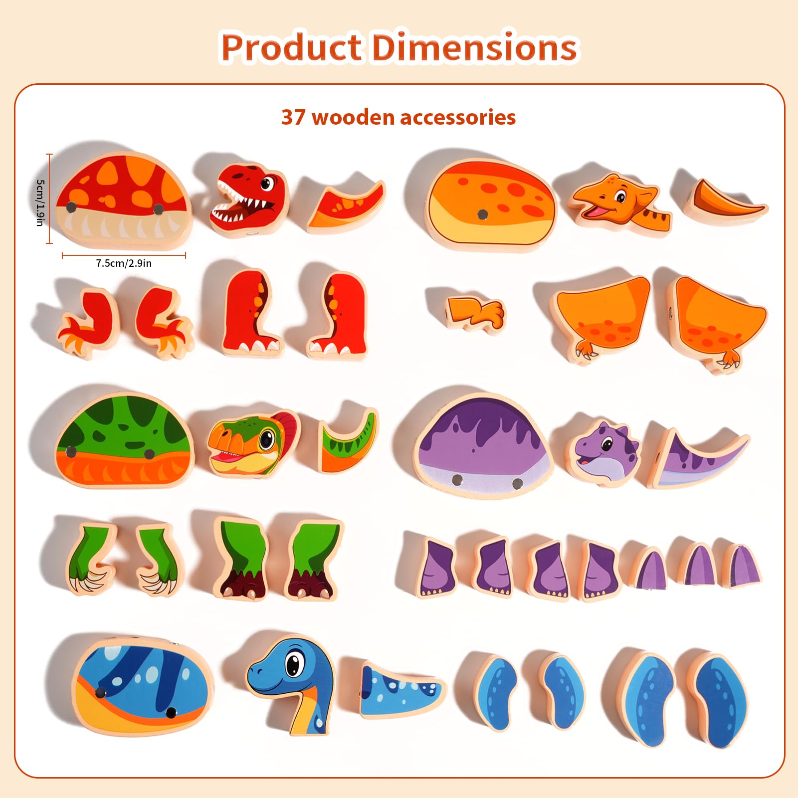 INIFEIDALA Magnetic Dinosaur Building Blocks -8