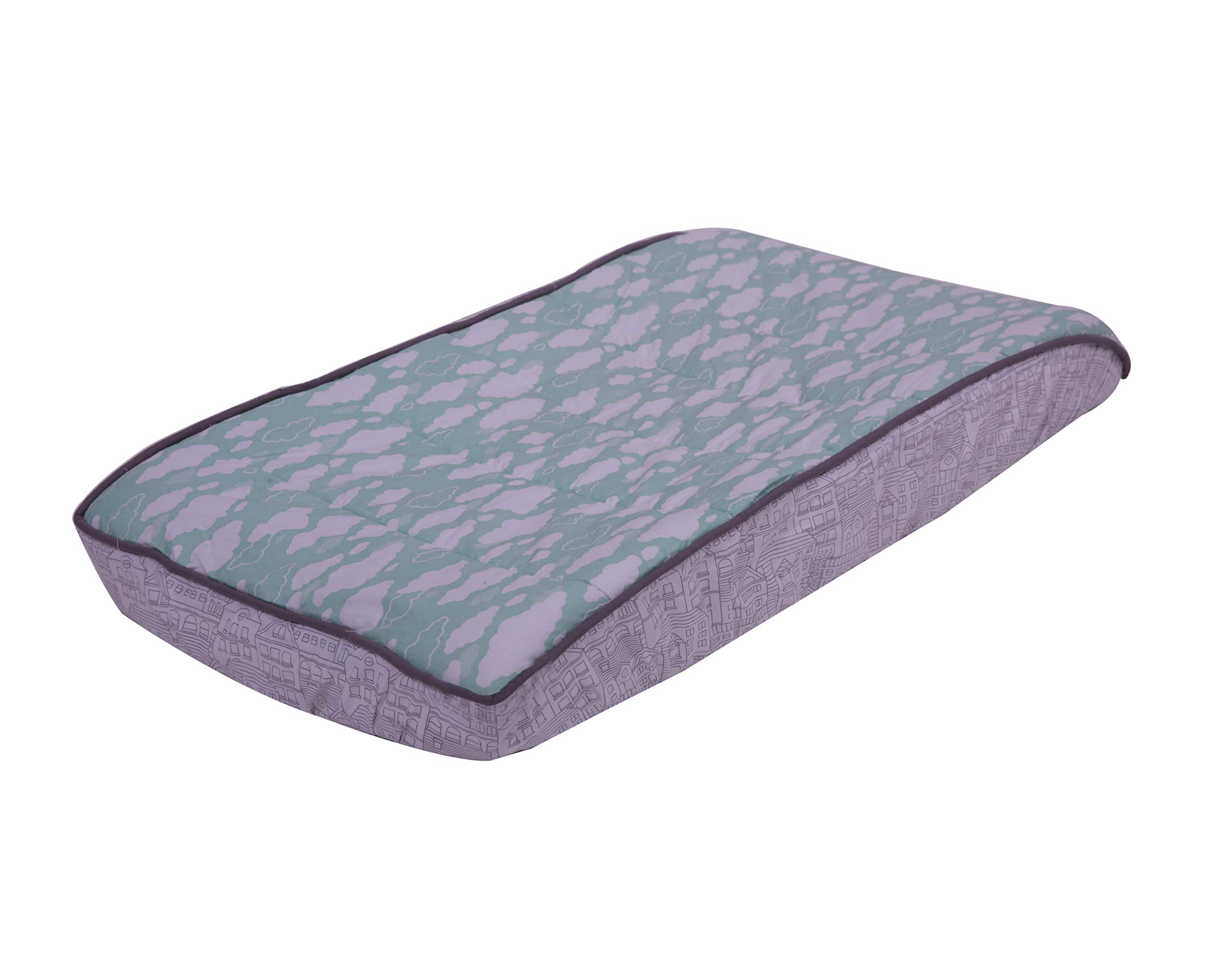 Bacati Clouds in The City Clouds Quilted Changing Pad Cover, Mint/Grey-image-43