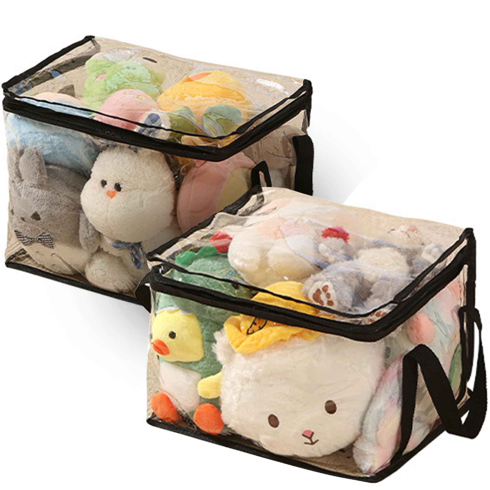 Clear Toy Storage Organizer Bags, Reusable Transparent PVC Travel Waterproof Zipper Bags for Organizing, Large Toy Organization Board Game, Puzzle Storage Containers (2, Large)