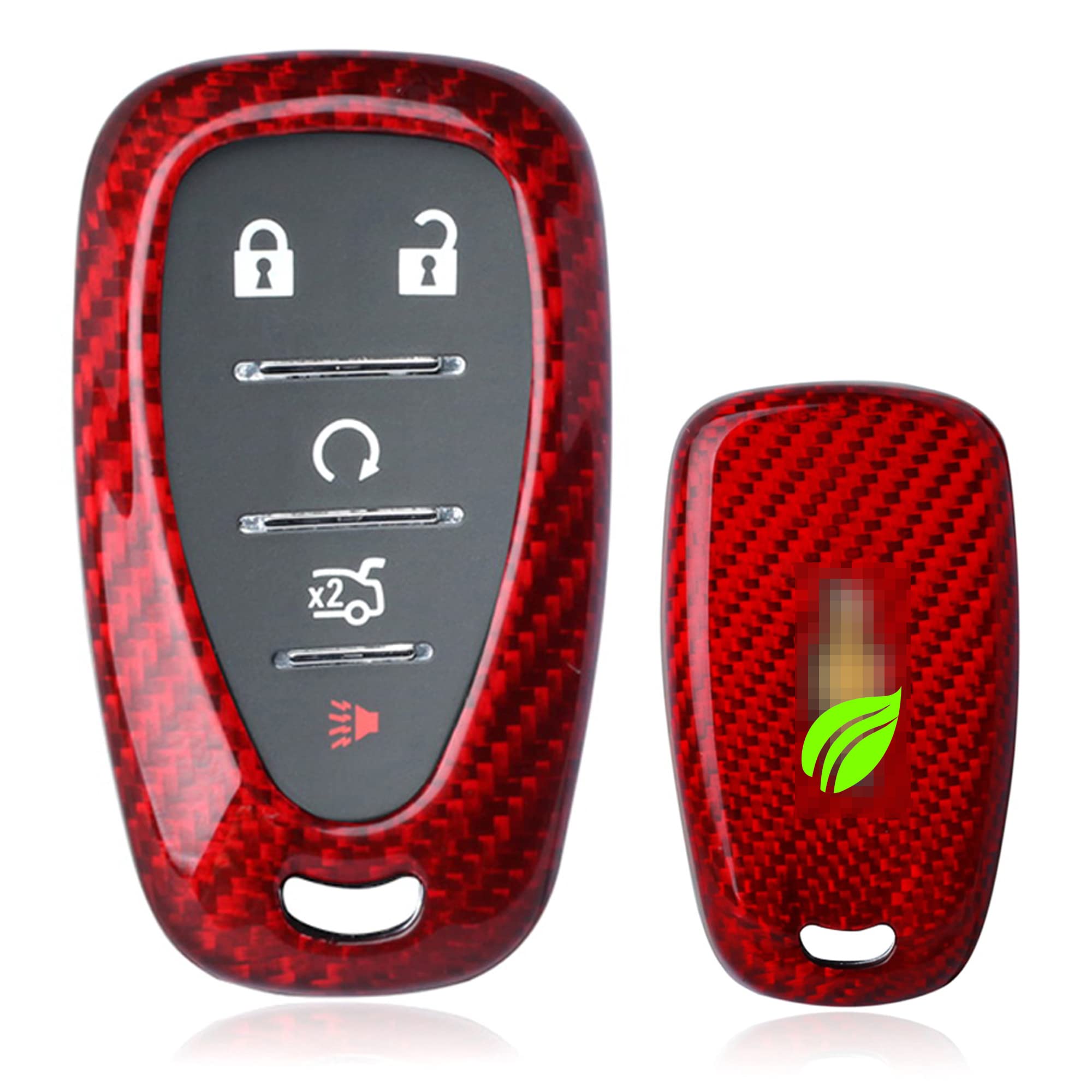 iJDMTOY Red Carbon Fiber Key Fob Protective Cover Case Compatible with 2016-up Chevrolet Camaro Cruze Spark Volt, 2017-up Malibu Bolt Sonic Trax, etc w/ Smart Keyless Fob