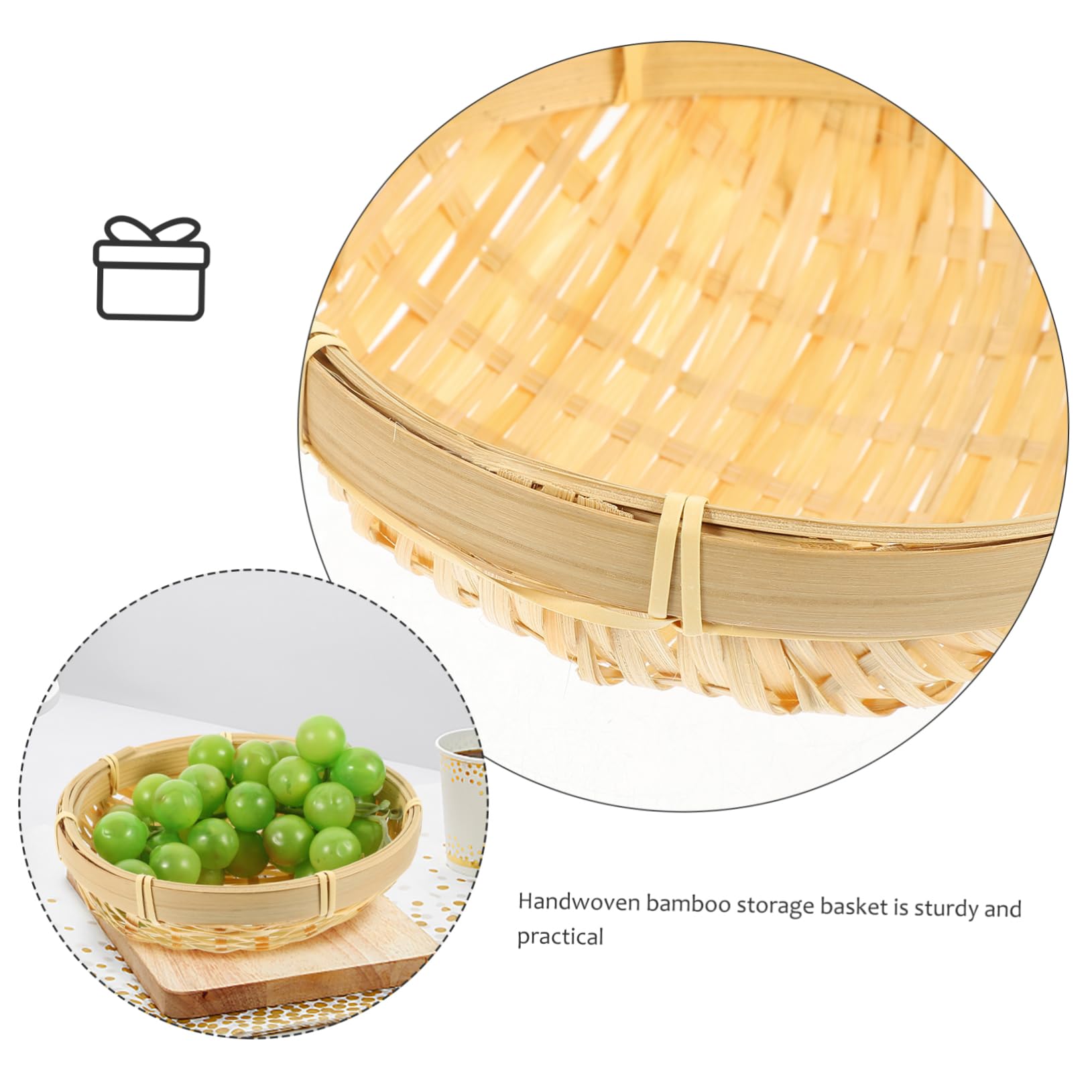 HEALEEP Bamboo Woven Plate Home Storage Container Snack Holder Decorative Tray