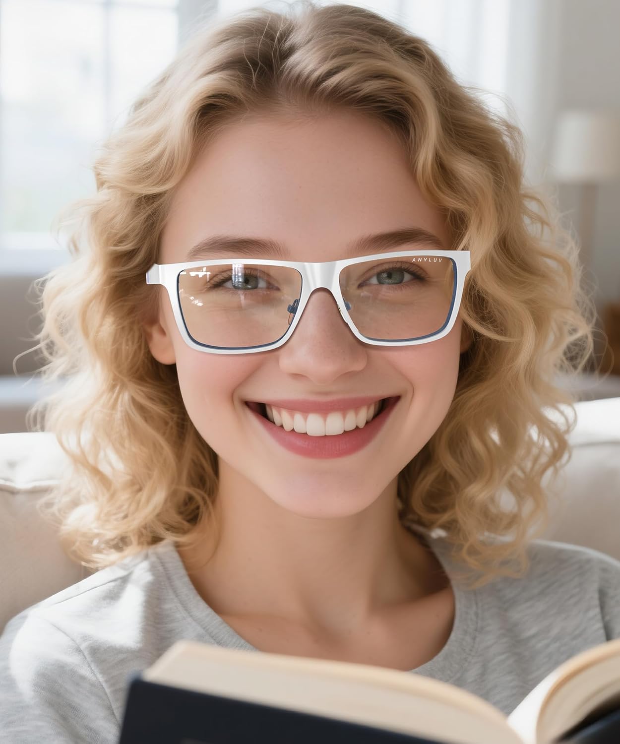 ANYLUV Blue Light Glasses for Men Stylish Anti Eyestrain Lightwight Metal Frame Blue Light Blocking Glasses