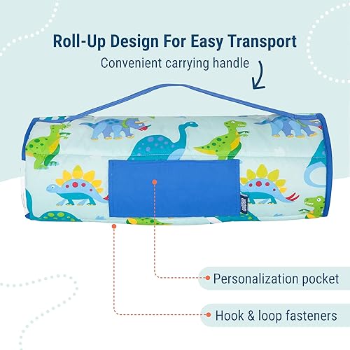 Miniatura 3 de Wildkin Tapete de microfibra para siesta de 43 pulgadas con almohada reutilizable para niños y niñas, ideal para guardería y preescolar, tapete de