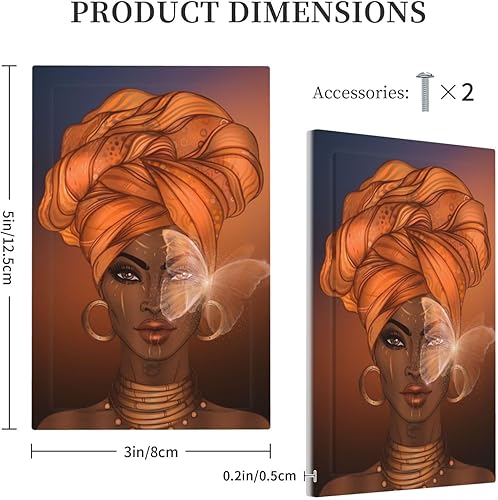 Miniatura 5 de Interruptor de luz de 1 cuadrilla, diseño de mariposa afroamericana, sin dispositivo, placa de pared decorativa sin usar, bonita mujer negra, con