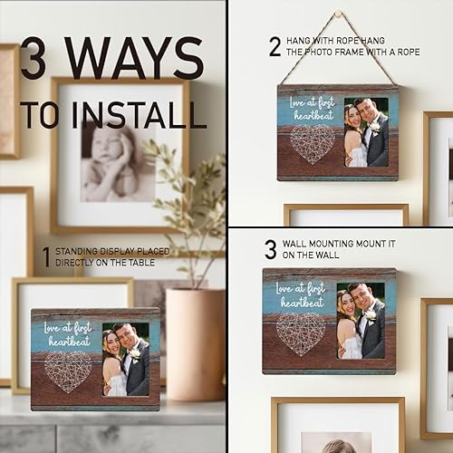 Miniatura 5 de IAXIC Marcos de pared para mesa de nueva mamá, marcos de fotos de ultrasonido, regalos de revelación de género, regalos para padres recién nacidos,