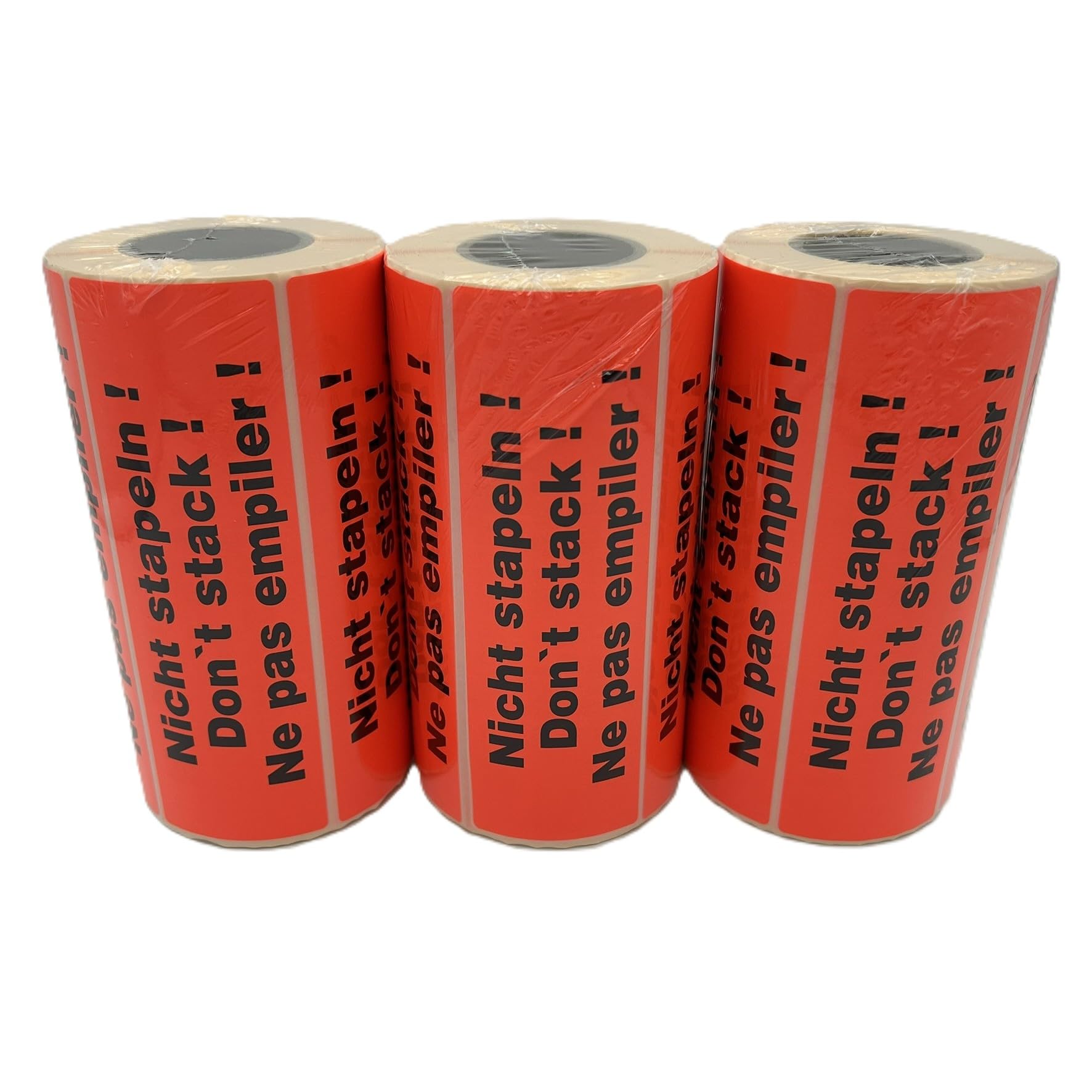 Hinweisetiketten - "Nicht stapeln" | Multipack: 3 Rolle à 500 Stück | 149 x 48 mm | Leuchtfarbe | Stark haftend | Warnetiketten/Versandetiketten | Premium Markenqualität – Made in Germany