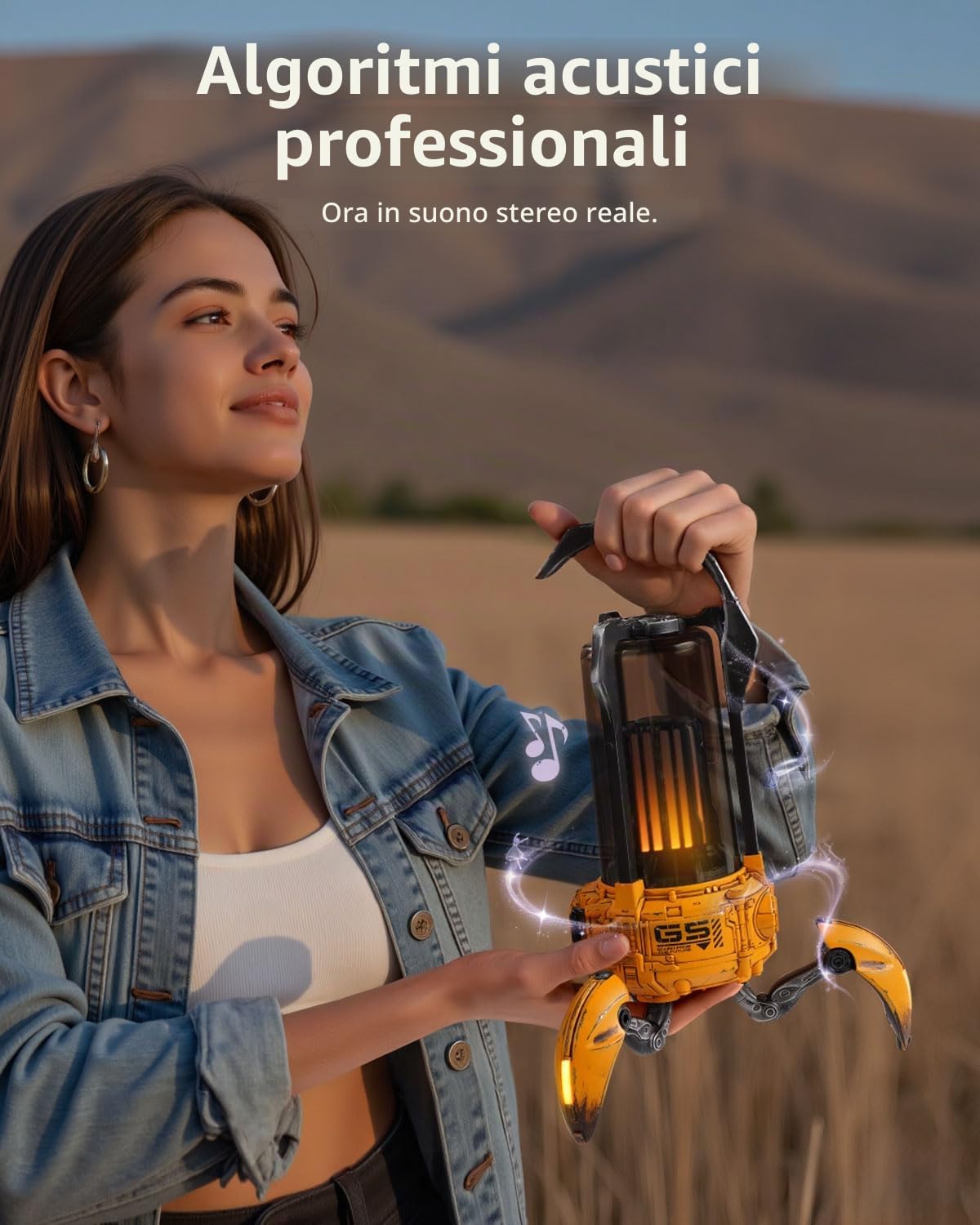 GravaStar Supernova - Altoparlante Bluetooth 5.3, 25 W, suono potente, diversi effetti di luce immersivi, compatibile con AUX, 9 ore di riproduzione, altoparlante da campeggio all'aperto, 20 m