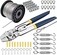 Vista 9 de Kit de tensor y herramienta de prensado de cuerda de alambre, cable de avión recubierto de vinilo de 100 pies