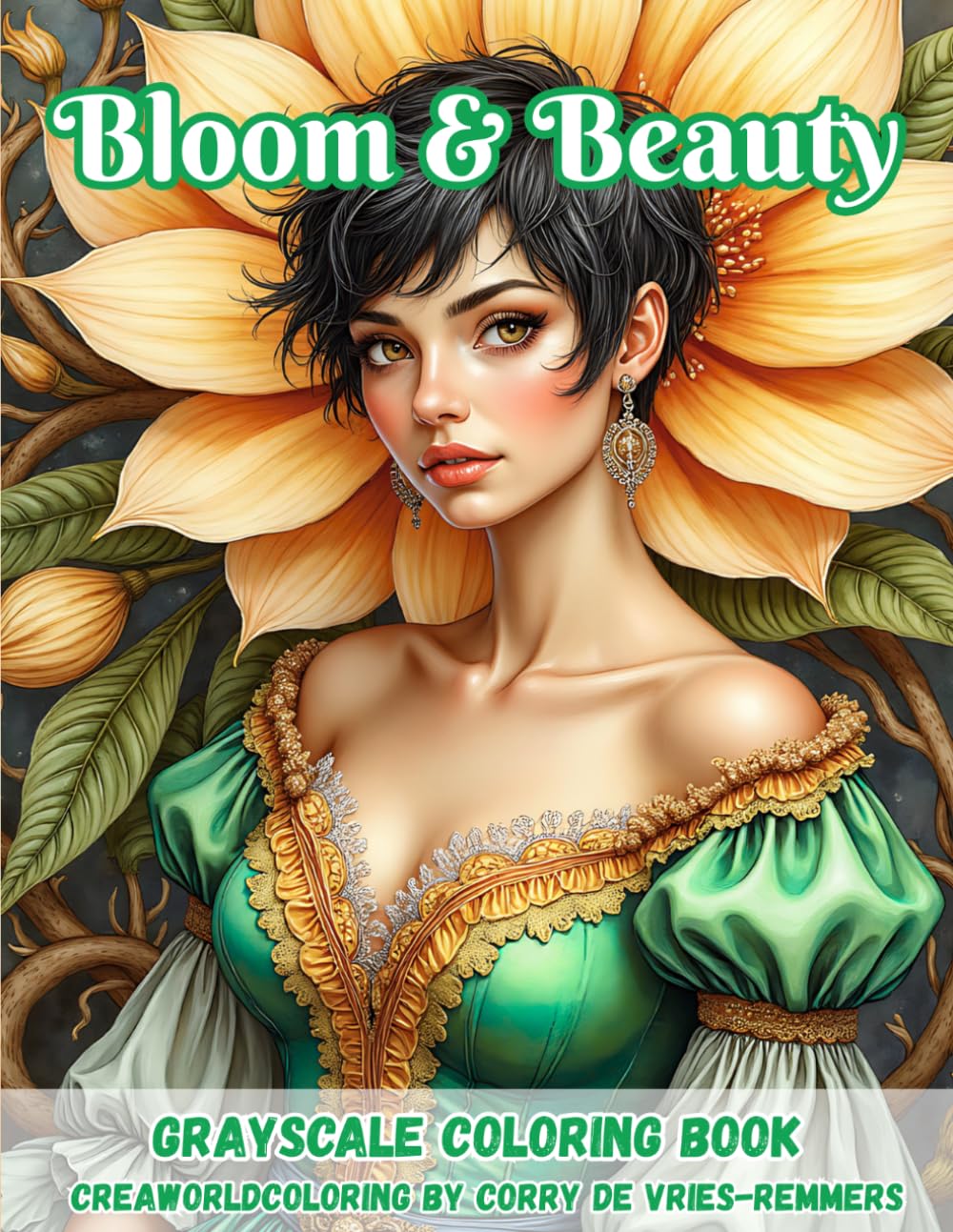 Blooms & Beauty: Elegant Women, Floral Fantasy & Relaxing Coloring Art