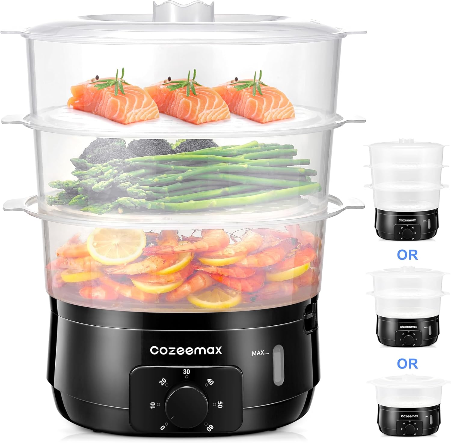 13.7QT Electric Food Steamer for Cooking, Vegetable Steamer with 3 Tiers BPA-Free Baskets, 800W Fast Simultaneous Cooking, 60-Minute Timer, Ideal for Veggies Seafood Rice 13.7QT Electric Food Steamer for Cooking, Vegetable Steamer with 3 Tiers BPA-Free Baskets, 800W Fast Simultaneous Cooking, 60-Minute Timer, Ideal for Veggies Seafood Rice