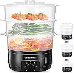 Vaporizador Elétrico De Alimentos De 13,7 Qt Para Cozinhar, Vaporizador De Vegetais Com 3 Níveis, Cestos Sem Bpa, Cozimento Rápido Simultâneo De 800 W, Temporizador De 60 Minutos, Ideal Par