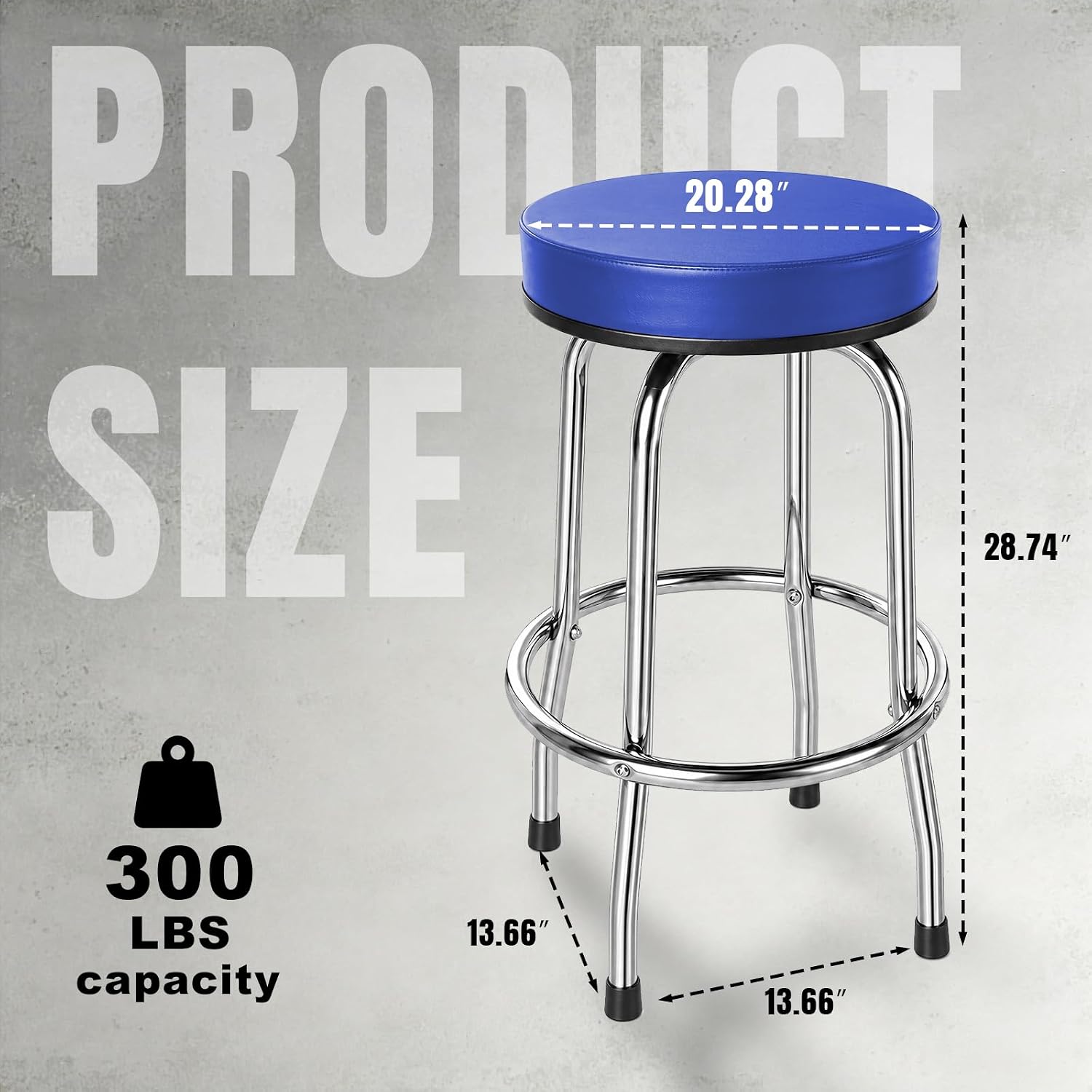 BIG RED Chrome Swivel Bar Stool,Counter Height,Blue