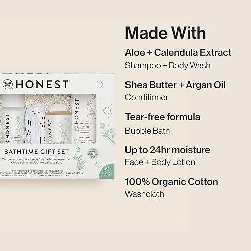 Miniatura 4 de The Honest Company Set de regalo para el baño sin fragancia, artículos esenciales de baño hipoalergénicos para pieles sensibles  Champú + gel de