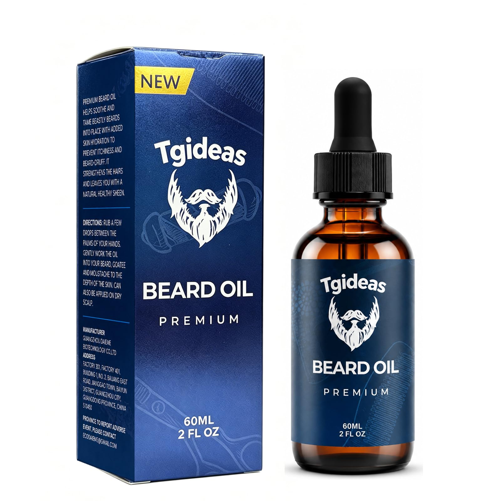 Tgideas Beard Oil for Men - with Vitamin E Oil, Aloe Vera Oil, 2.0 Fl Oz