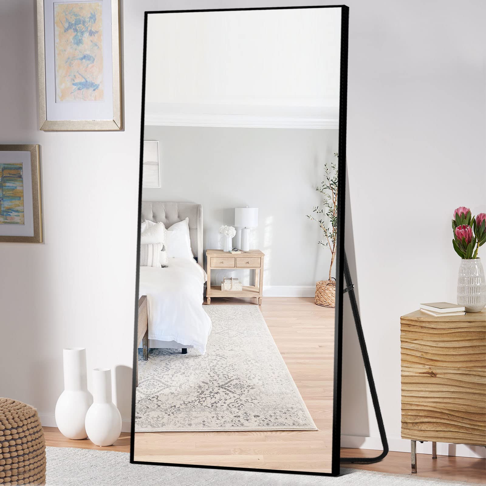 knee length dresses for ladies Long Mirror Full Length Metal Framed Dressing Mirrors Wall Mounted Bed –  Quildinc main image 1