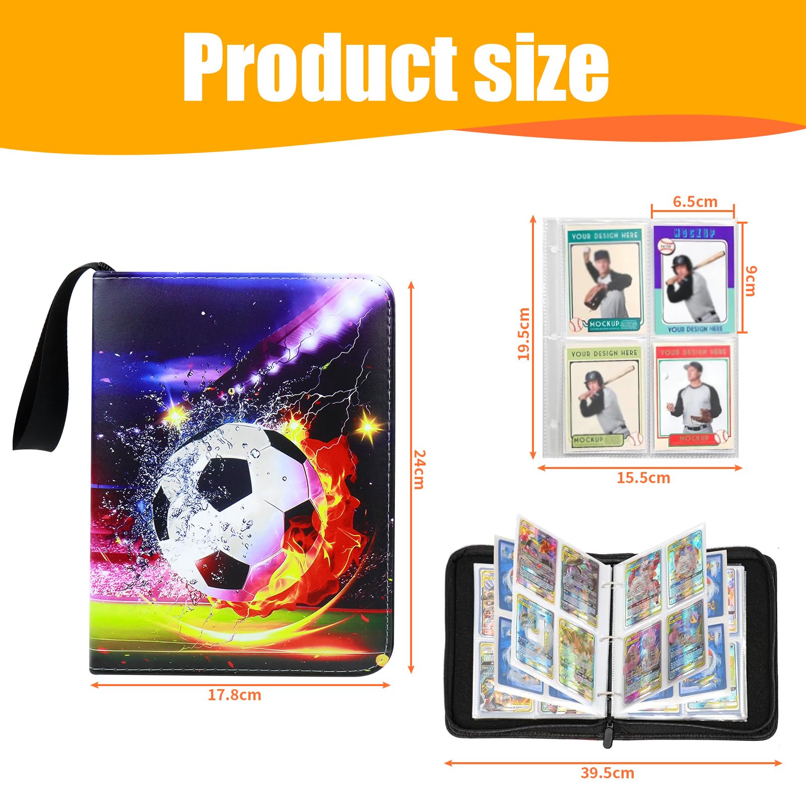 Trading Card Album for Cards 4 Pockets, 50 Pages, 400 Cards, Capacity Trading Card Folder - Image 2