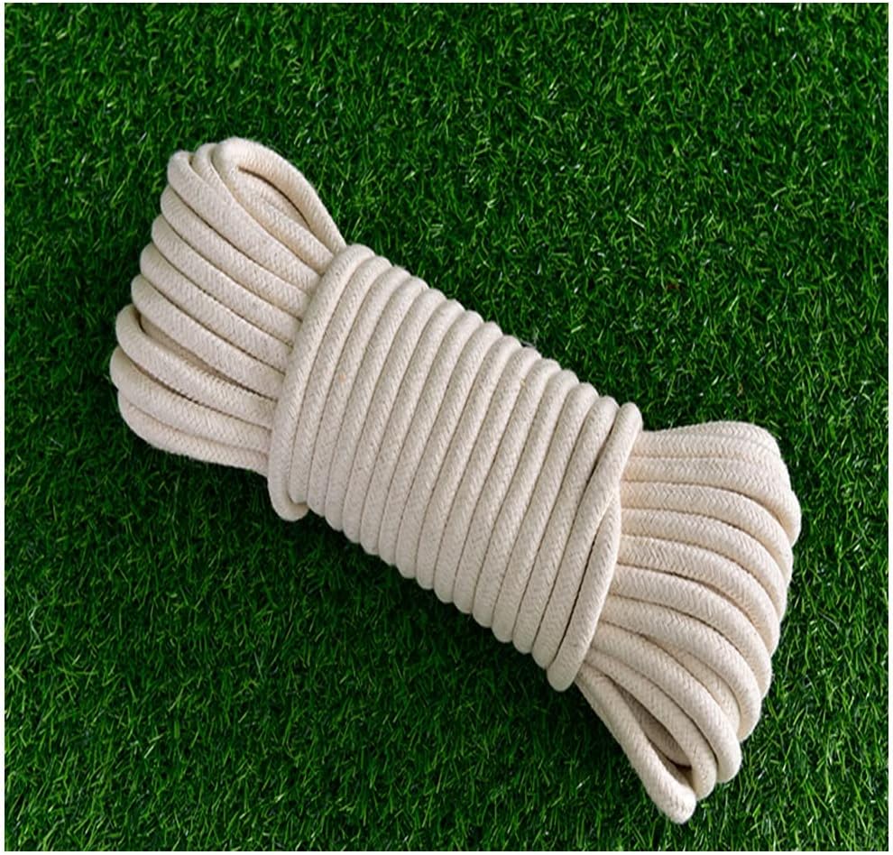 Natural Cotton Rope Clothesline Rope Heavy Duty General Purpose Rope Utility Cord Ideal for Sports Outdoors Tents Hammocks Halters Durable decoration cotton (Color : 10mm, Size : 100m)