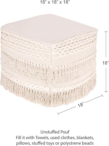 Miniatura 12 de REDEARTH · Puf otomano sin rellenos, con textura, cubo de almacenamiento, puf, reposapiés para sala de estar, dormitorio, guardería, habitación de