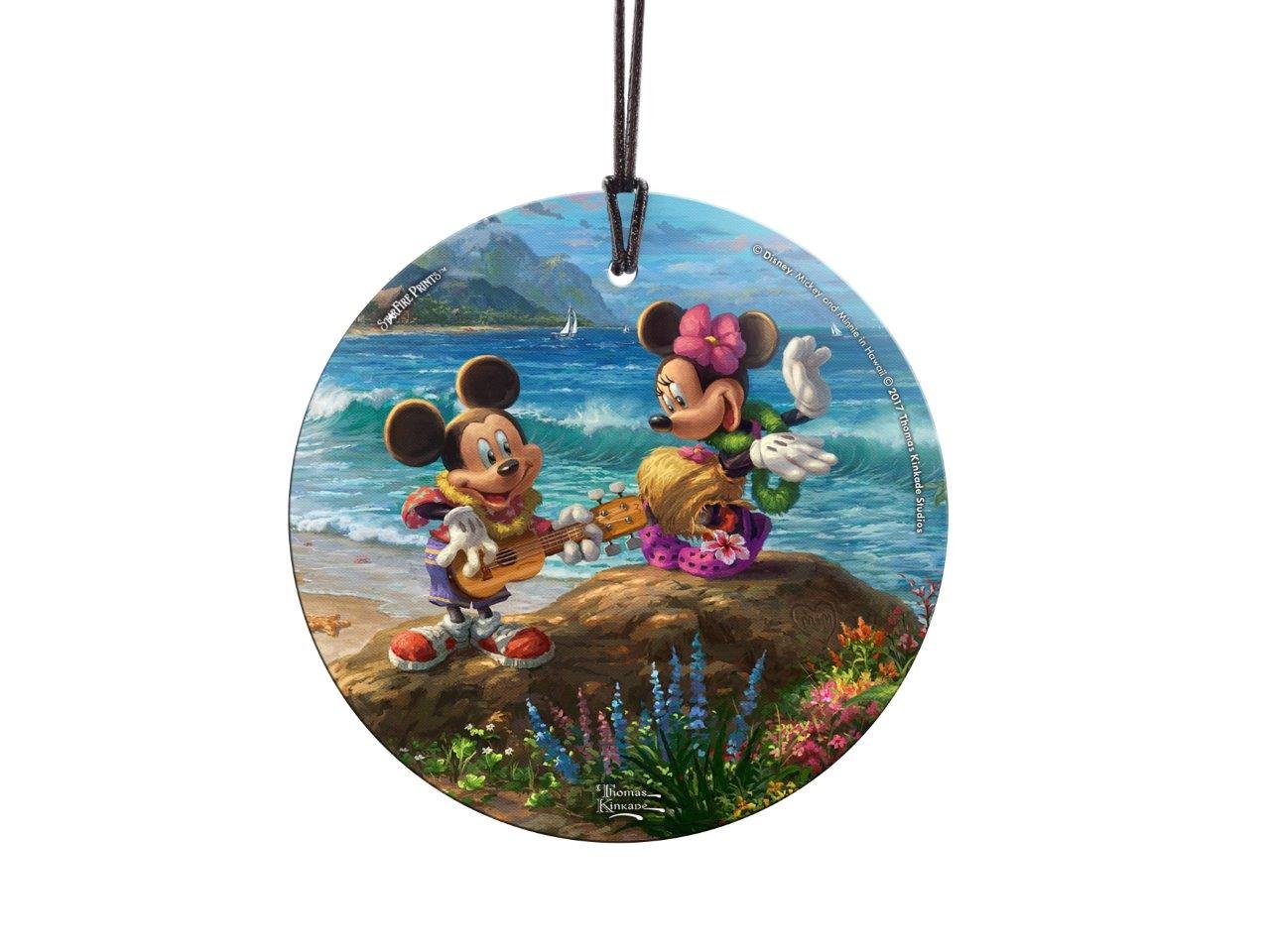 Thomas Kinkade Disney Mickey Minnie Hawaii Starfire Prints Hanging Glass Prints