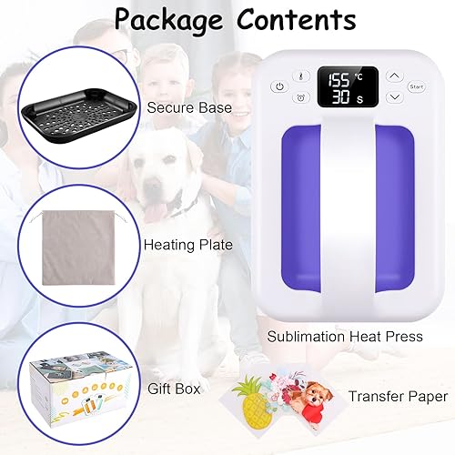 Miniatura 8 de Máquina de prensa de calor para camisetas, mini prensa de calor portátil de 7 x 5 pulgadas, calor rápido y uniforme, máquina impresora de camisetas